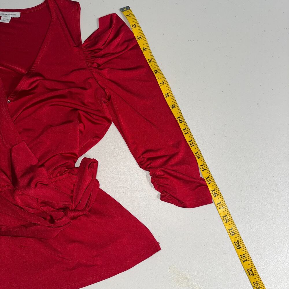 Boston Proper Women XS Top Classic Staple Bold Going Out Cold Shoulder Tie Front - Picture 7 of 12